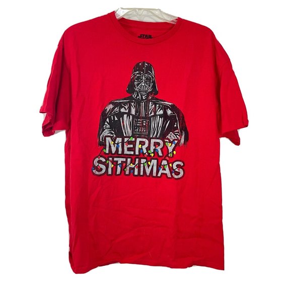 Star Wars Other - Star Wars Shirt Mens XL Red T-Shirt Darth Vader Merry Sithmas Christmas S/S